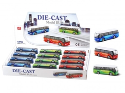 Autobus kov/plast 9cm na volný chod 3 druhy 12ks v boxu