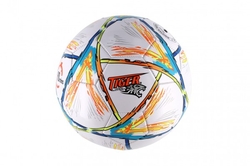 Míč fotbalový barevný šitý kůže 23cm vel. 5 v sáčku