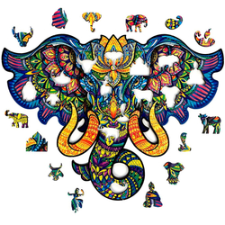 DŘEVĚNÉ BAREVNÉ PUZZLE - Posvátný Slon