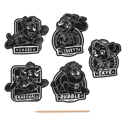 Kreativní set vyškrabávací samolepky Paw Patrol 5 kusů + pero