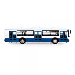 Autobus česky mluvící plast 28cm modrý volný chod na bat. se světem se zvukem v krab. 33x11x10cm