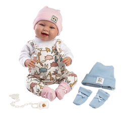 Llorens 84481 NEW BORN 2 v 1 realistická panenka miminko se zvuky a látkovým tělem 44 cm
