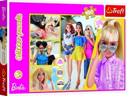 Puzzle Glitter Třpytivá Barbie 48x34cm 100 dílků v krabici 33x23x4cm