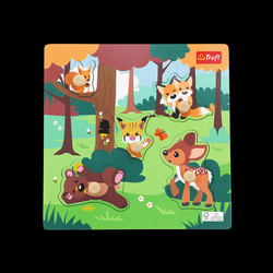 Vkládačka/Puzzle desková dřevěná zvířátka lesní 22x22cm ve fólii 18m+