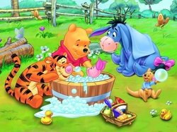 Puzzle Medvídek Pú  Prasátko se koupe 27x20cm 30 dílků v krabici 21x14x4cm