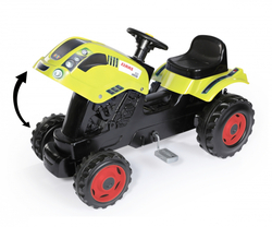 Šlapací traktor CLAAS zelený s vozíkem